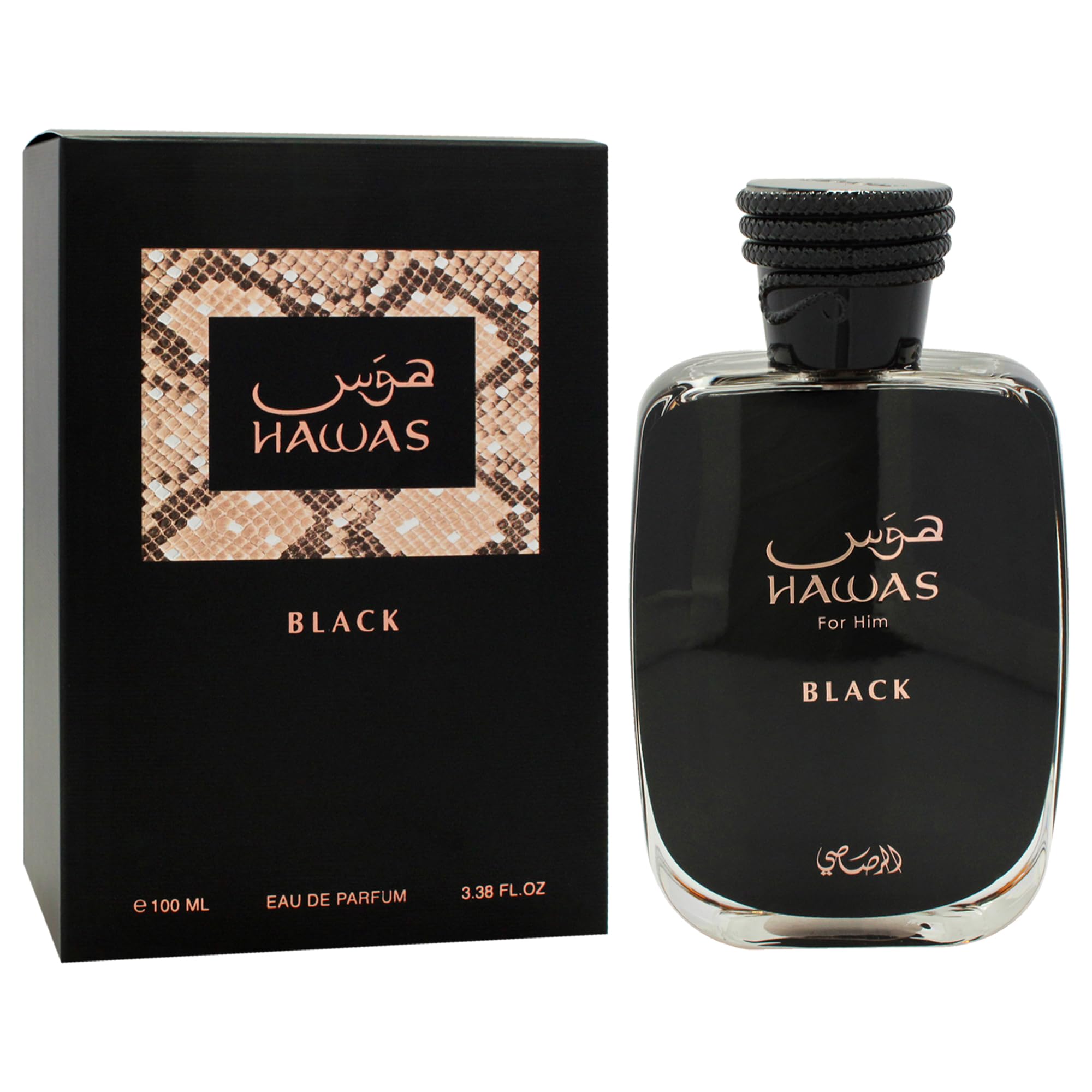 Rasasi Hawas Black 3.4FL OZ Eau de Parfum for Men.