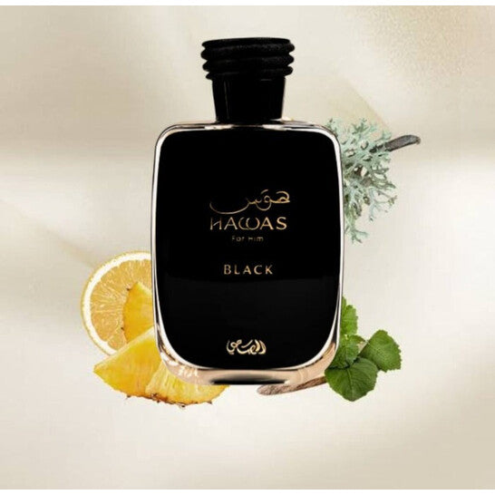 Rasasi Hawas Black 3.4FL OZ Eau de Parfum for Men.